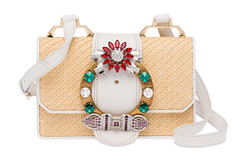 Bolsa De Paja Y Cuero Con Cristales