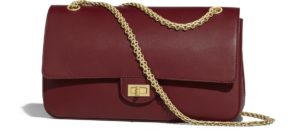 Bolso 2.55 liso en piel de ternera vino