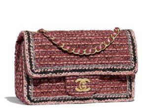 Bolso Chanel clasico mini tweed rojo y rosa