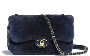 Bolso Clasico piel de conejo y cordero azul marino