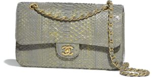 Bolso clasico chanel pitón verde