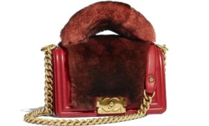 Bolso le boy rojo piel de conejo y ternera