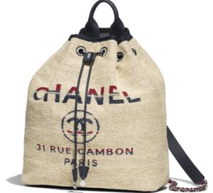 Mochila Chanel en tela y piel de ternera