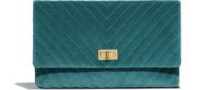 cartera en terciopelo turquesa