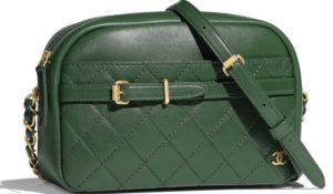 funda para camara de video en piel de ternera verde