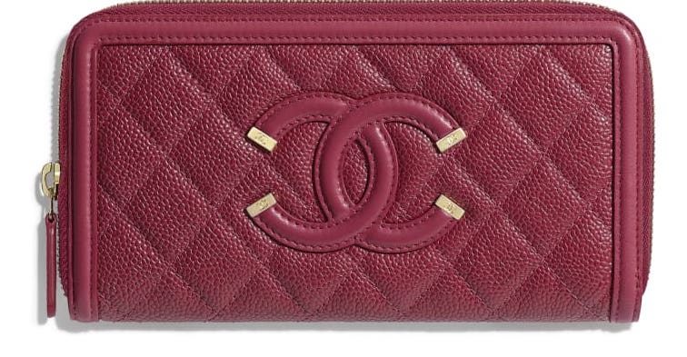 cartera roja chanel con cremallera