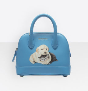 Bolso azul ville top de balenciaga con cachorros
