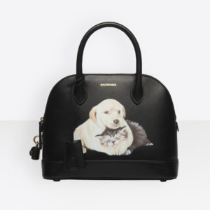 Bolso negro ville top de balenciaga con cachorros