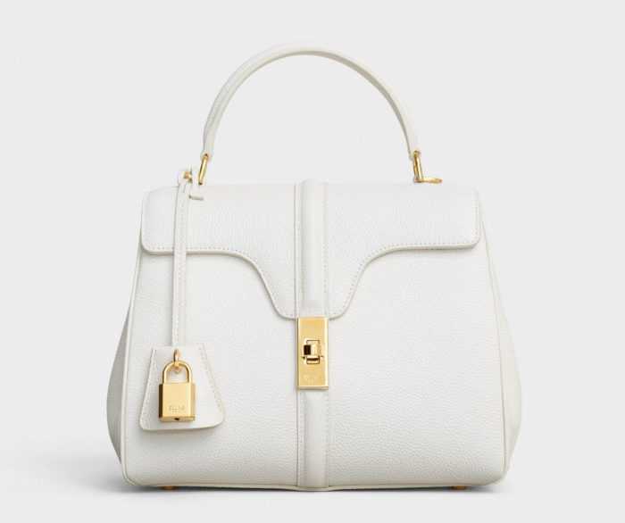 Bolso 16 celine pequeño piel de becerro satinado blanco