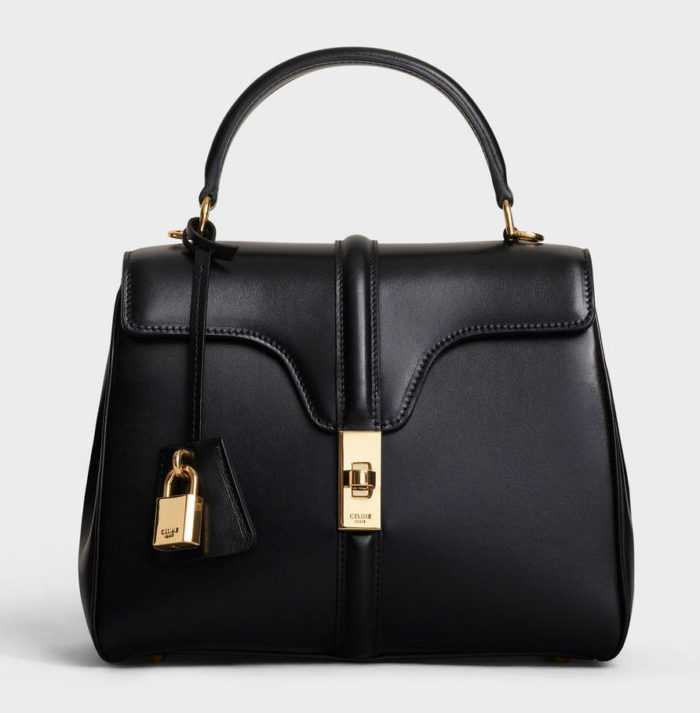 Bolso 16 celine pequeño piel de becerro satinado negro