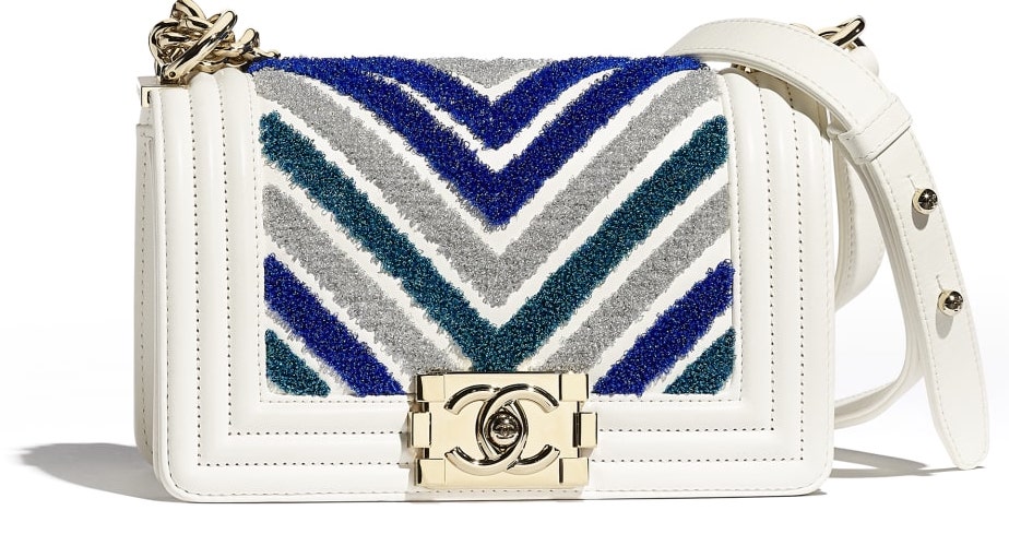 Bolso Chanel le boy piel de ternera bordada y lurex