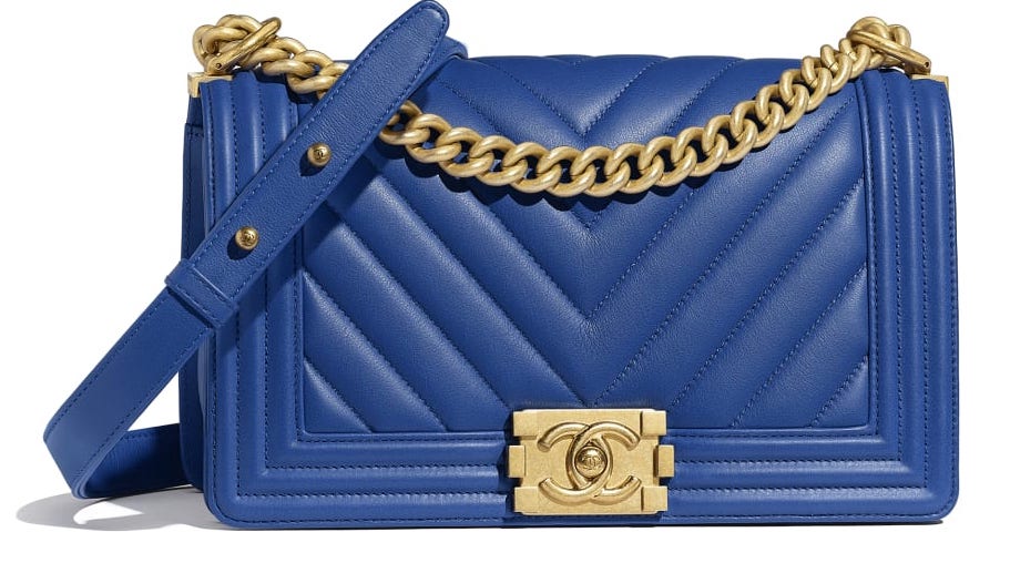 Chanel le boy chevron azul