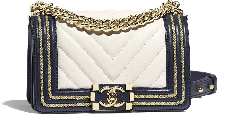 Le-boy-chanel chevron-azul-con blanco-crucero-2019