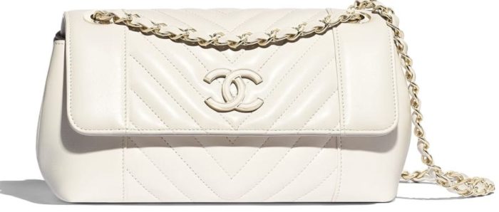 Bolso Chanel con solapa blanco