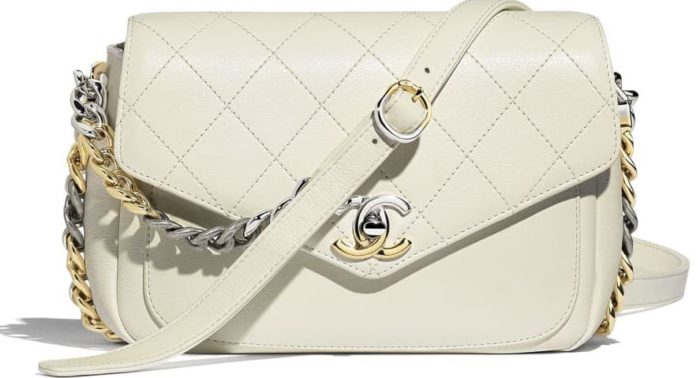 Bolso con solapa blanco chanel