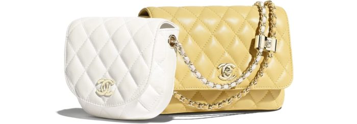 Chanel-Side Pack blanco y amarillo-