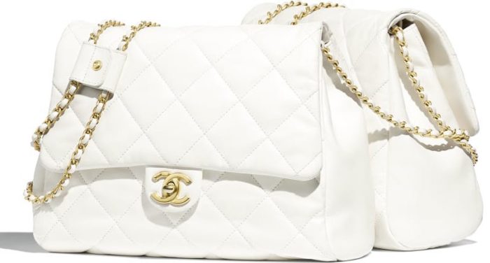 Chanel-Side-Pack grande-grande-negro-blanco