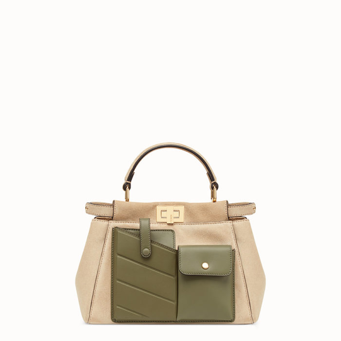 FENDI-PEEKABOO MINI POCKET-GAMUZA BEIGE