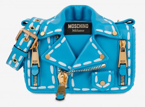 BOLSO BIKER CON ESTAMPADO STITCHING TURQUESA 