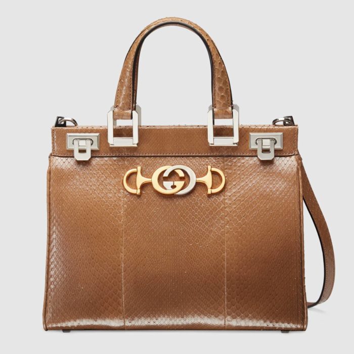 Bolso-Zumi-piel-de-serpiente-café