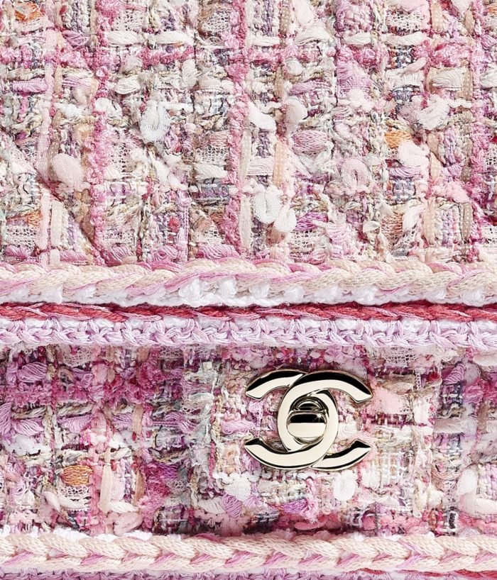 Bolso-clasico-chanel-tweed-rosa-detalles