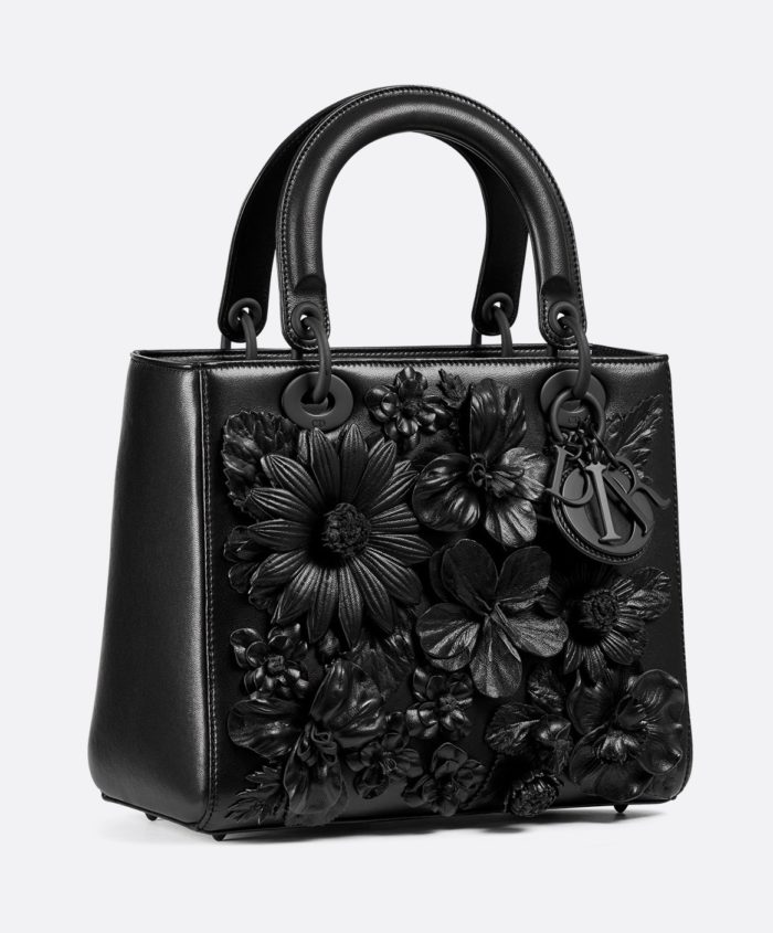Bolso-Lady-Dior-Bordado-con-flores-negro-