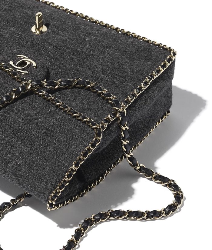 Bolso-Chanel-clasico-tweed-de-lana-gris-colección-2019