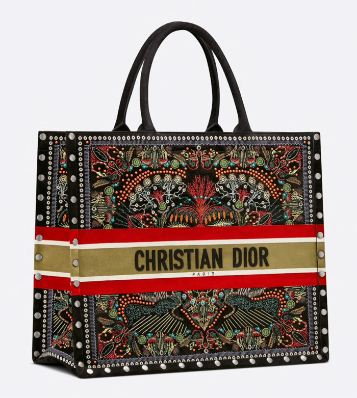 Dior Book Tote de terciopelo con bordado Dior In Heart Lights multicolor
