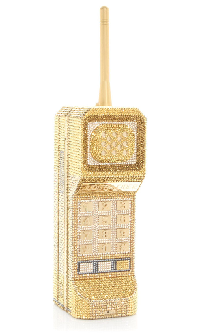 JUDITH LEIBER BRICK PHONE CALL ME GOLD