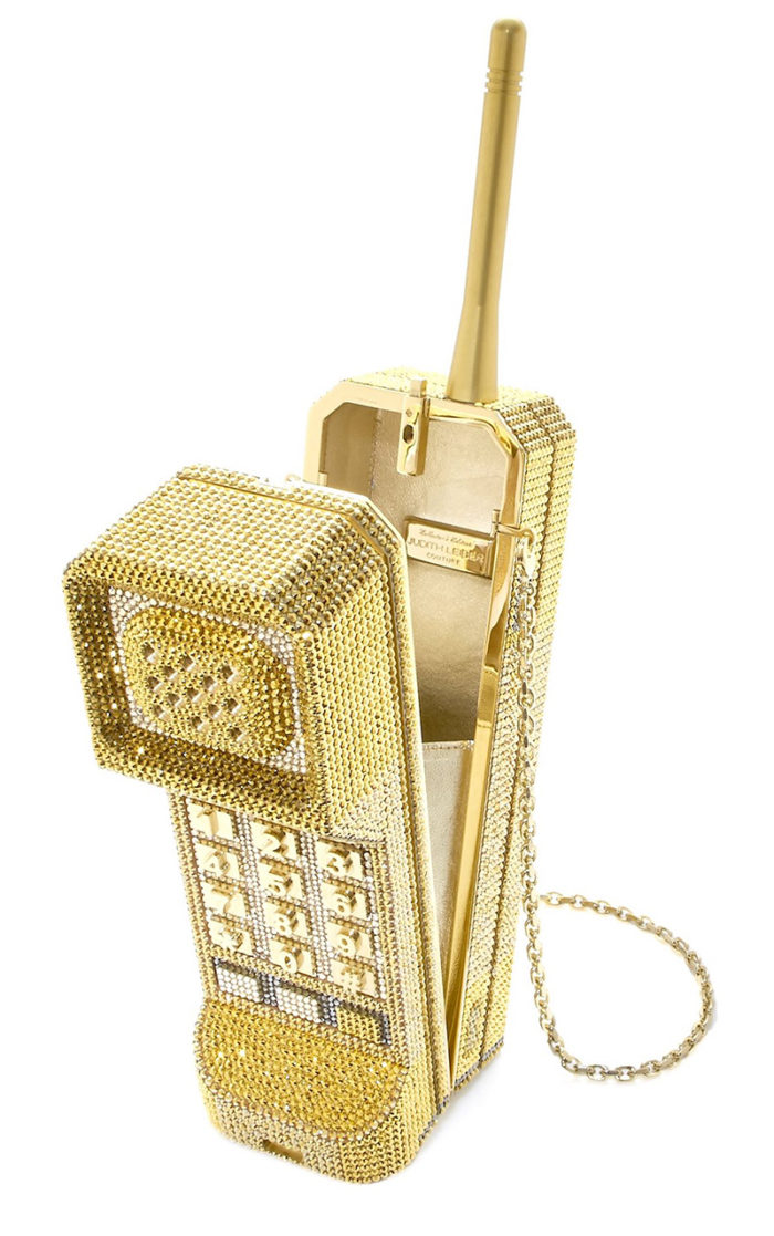 JUDITH-LEIBER-BRICK-PHONE-CALL-ME GOLD