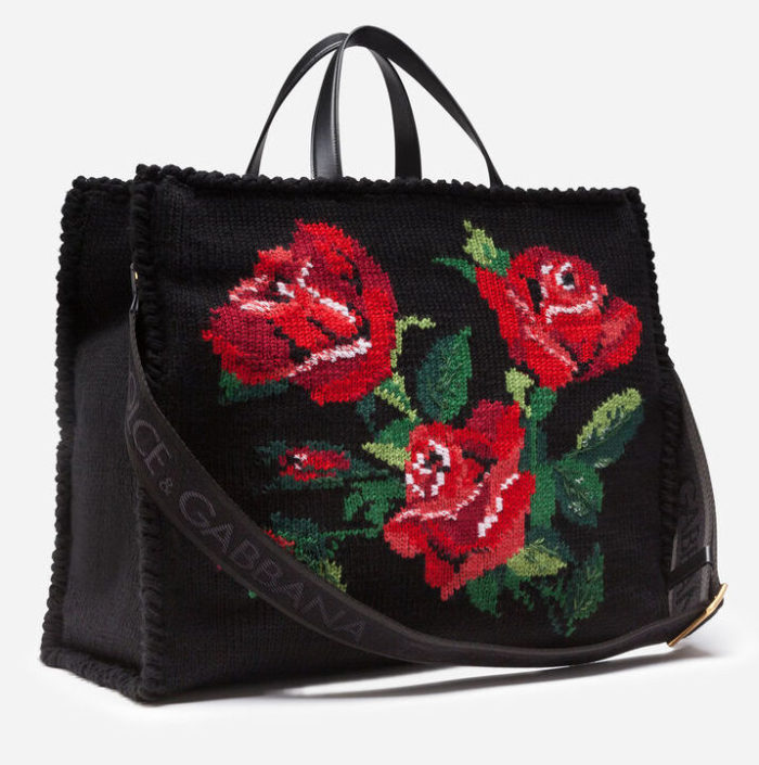 Bolso D&G Beatrice de lana y bordado con rosas rojas