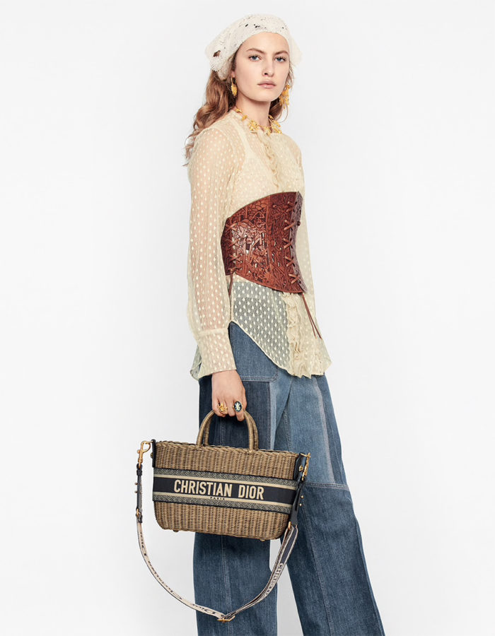 BOLSO CESTA DIOR WICKER OBLIQUE JACQUARD