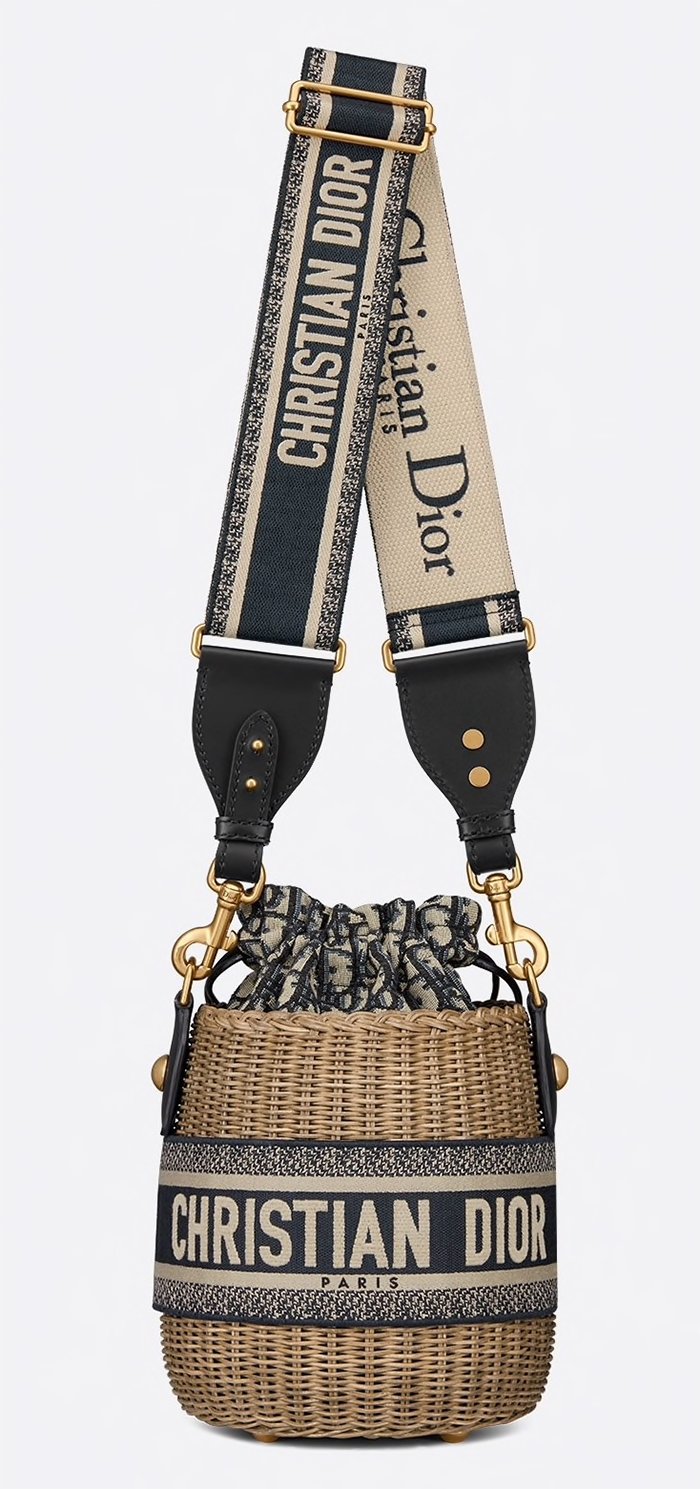 BOLSO BOMBONERA DIOR WICKER JACQUARD AZUL