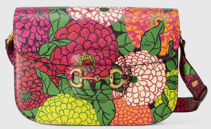 Bolso multicolor Gucci Horsebit 1955 estampado floral Ken Scott