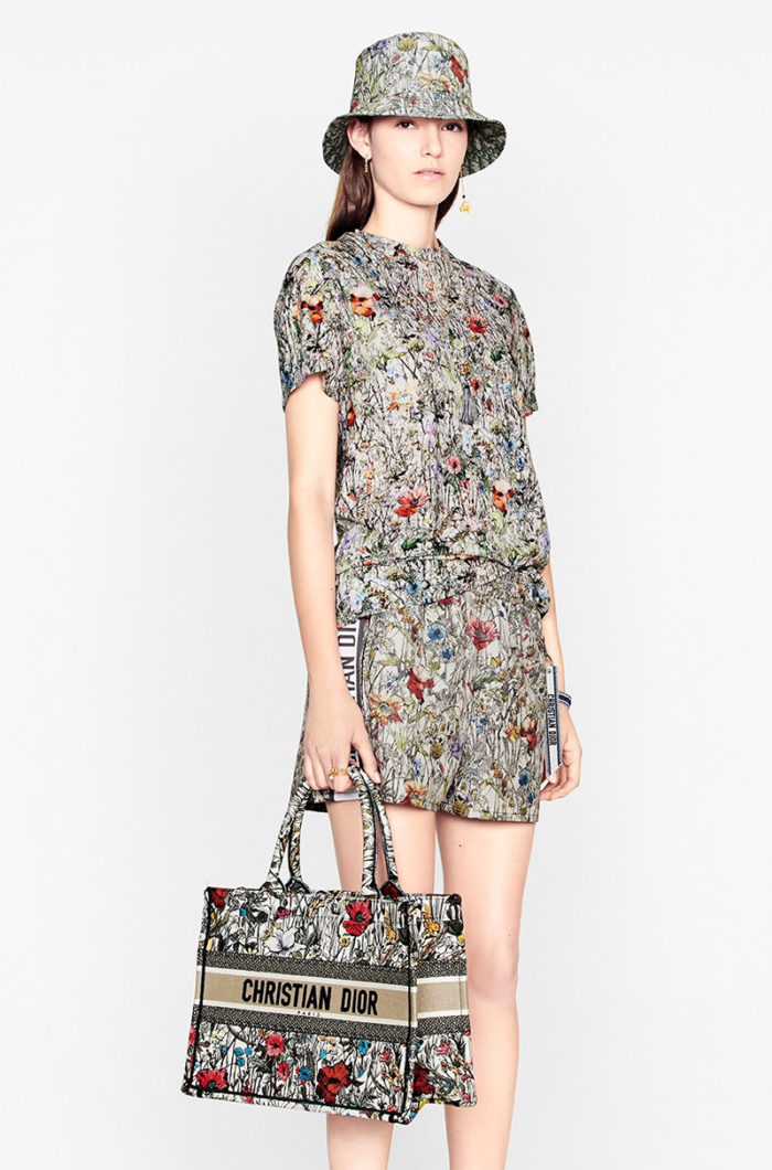 DIOR BOOK TOTE PEQUEÑO BORDADO MILLE FLEURS MULTICOLOR