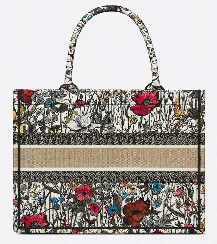 DIOR BOOK TOTE PEQUEÑO BORDADO MILLE FLEURS POSTERIOR