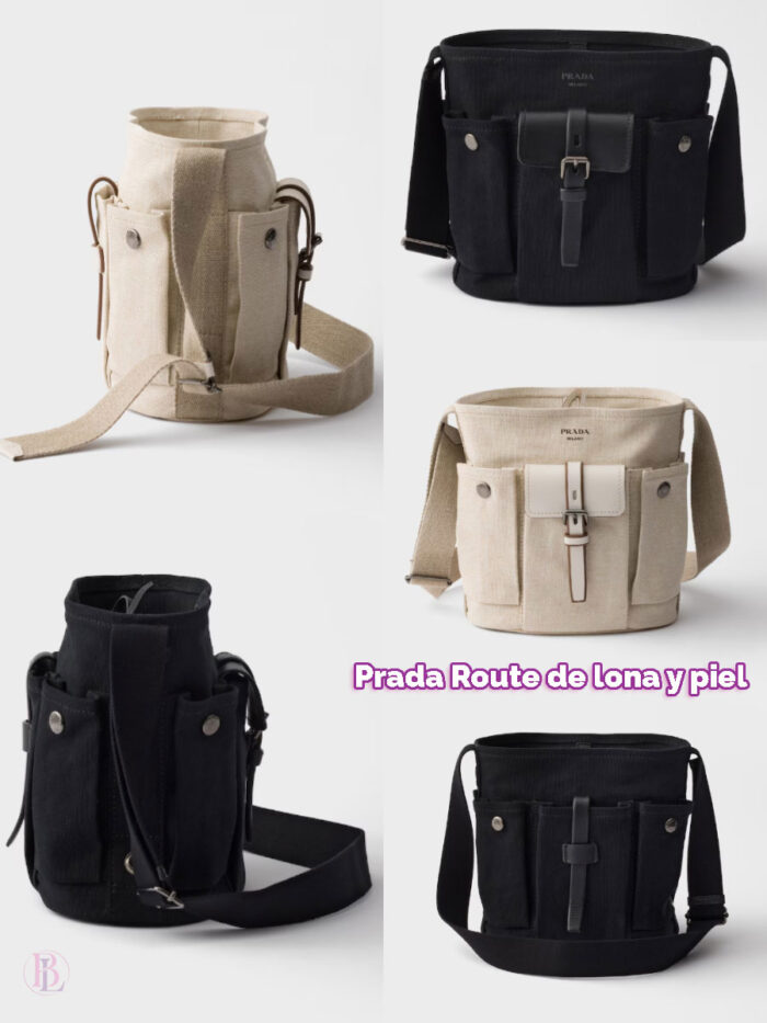 Bolso-saco-Prada-Route-de-lona-y-piel-natural-negro