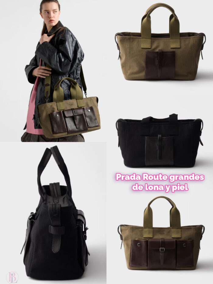 Bolsos-tote-Prada-Route-grandes-de-lona-y-piel